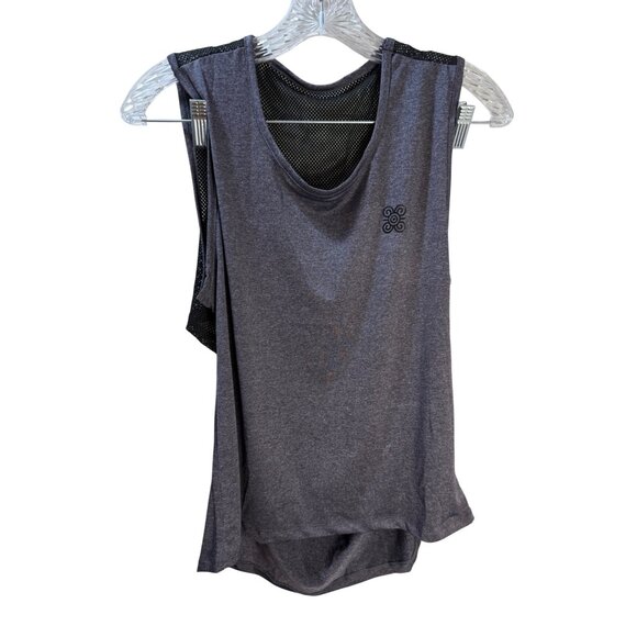 Womens Sleeveless Dark Gray Top With Mesh Back - Picture 1 of 8